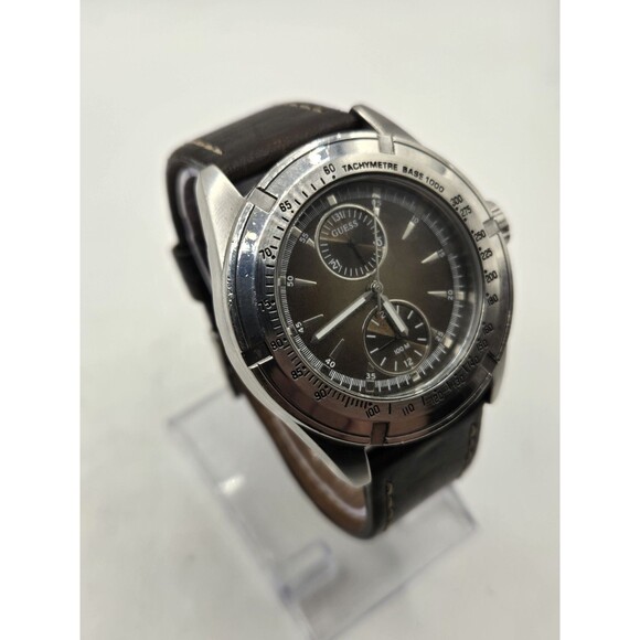 Guess Waterpro G86147g ~ Men's Brown Dial & Leather Band Wristwatch ~ 42mm - Picture 6 of 12